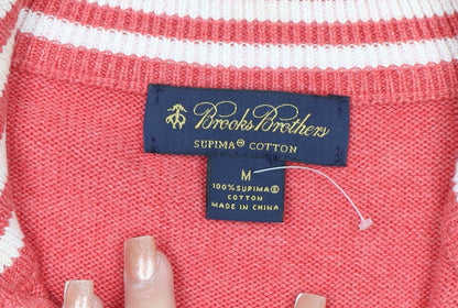 Brooks Brothers Men's Pink Cotton 1/2 Zip High Neck Jumper M