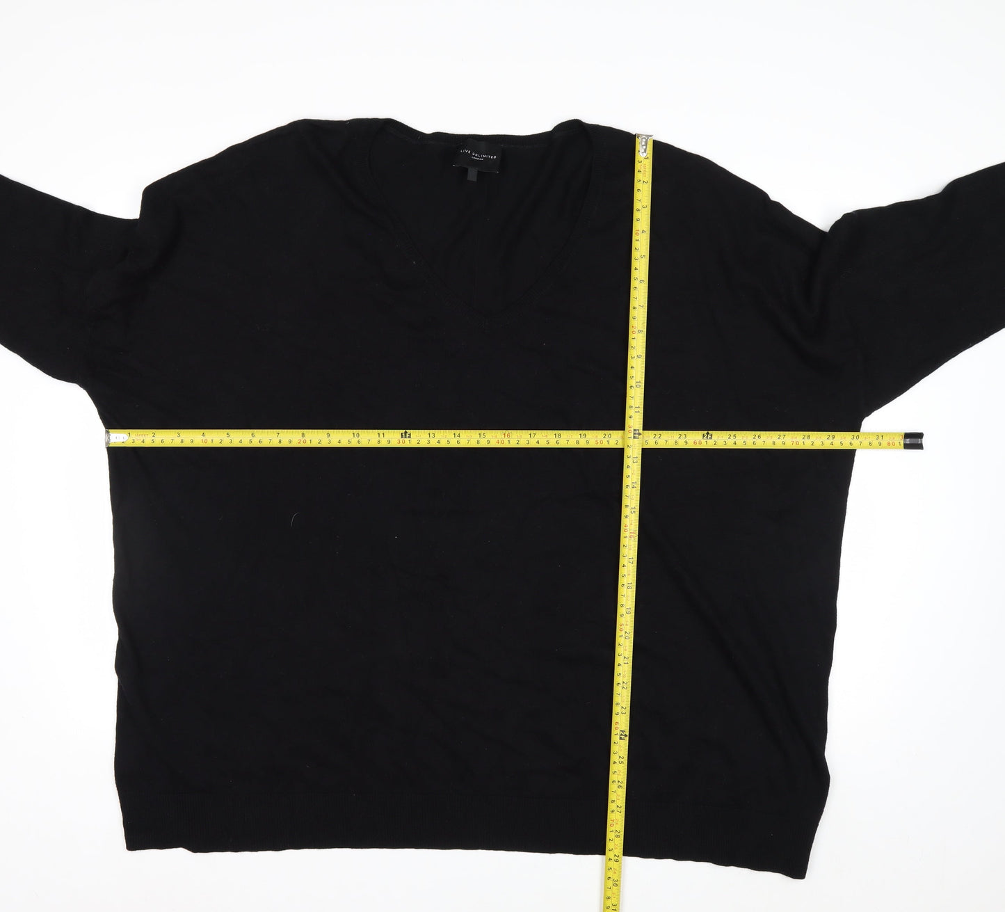 Live Unlimited London Women's Black V-Neck Pullover Jumper Size 26
