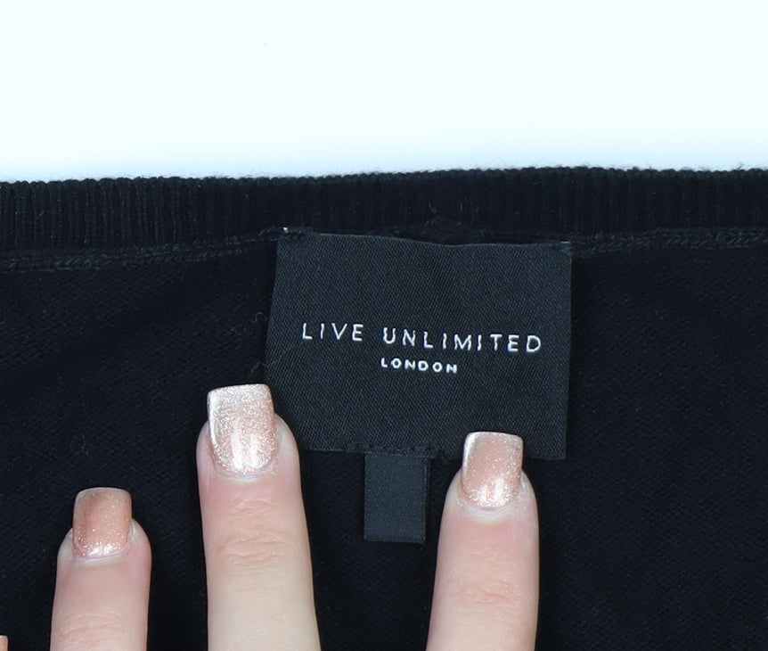 Live Unlimited London Women's Black V-Neck Pullover Jumper Size 26