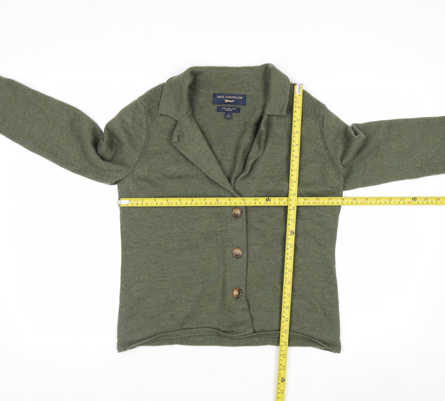 Paul Costelloe Womens Green Merino Wool Cardigan UK 12 M
