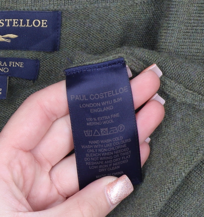 Paul Costelloe Womens Green Merino Wool Cardigan UK 12 M