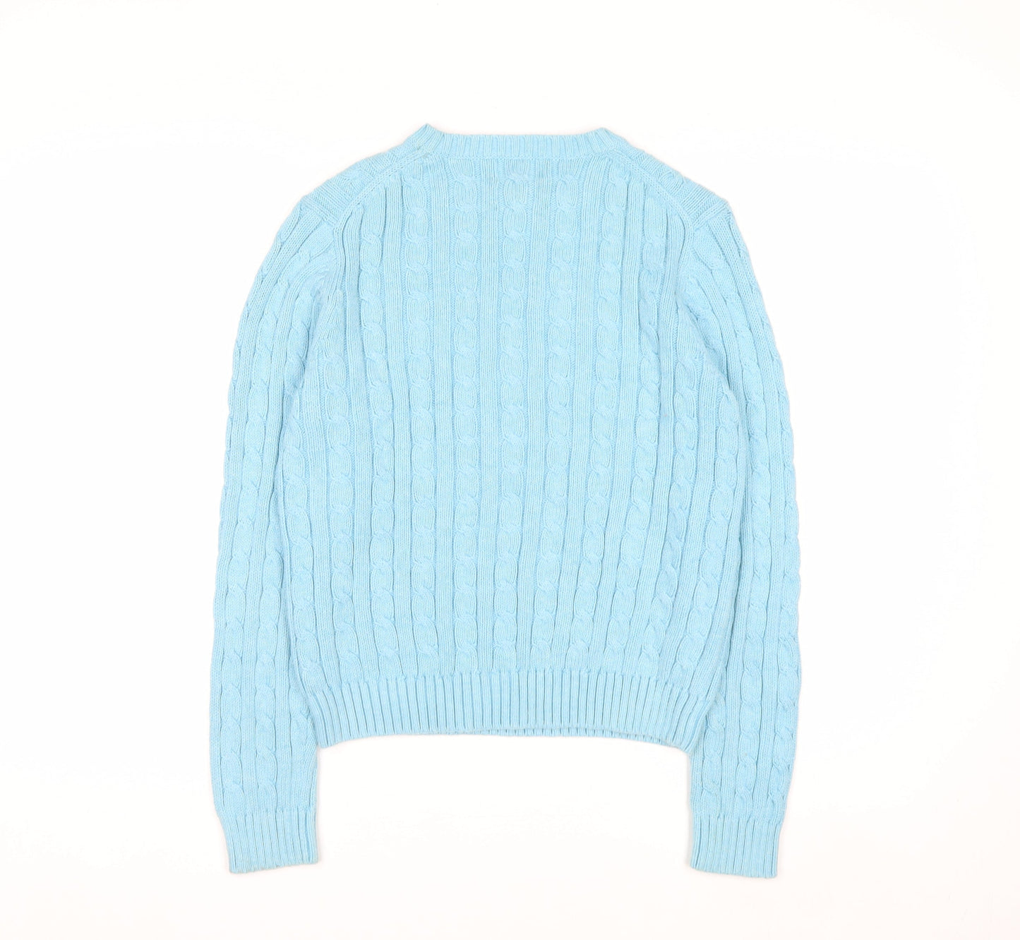 L.L.Bean Women's Blue Cable-Knit Cotton Jumper Size S Regular
