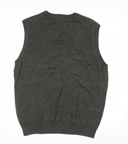 Van Heusen Men's Green V-Neck Sleeveless Vest Jumper Size L