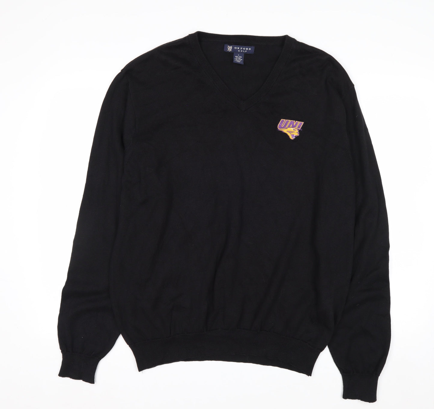 Oxford Golf Men's Black Cotton V-Neck Pullover Jumper L