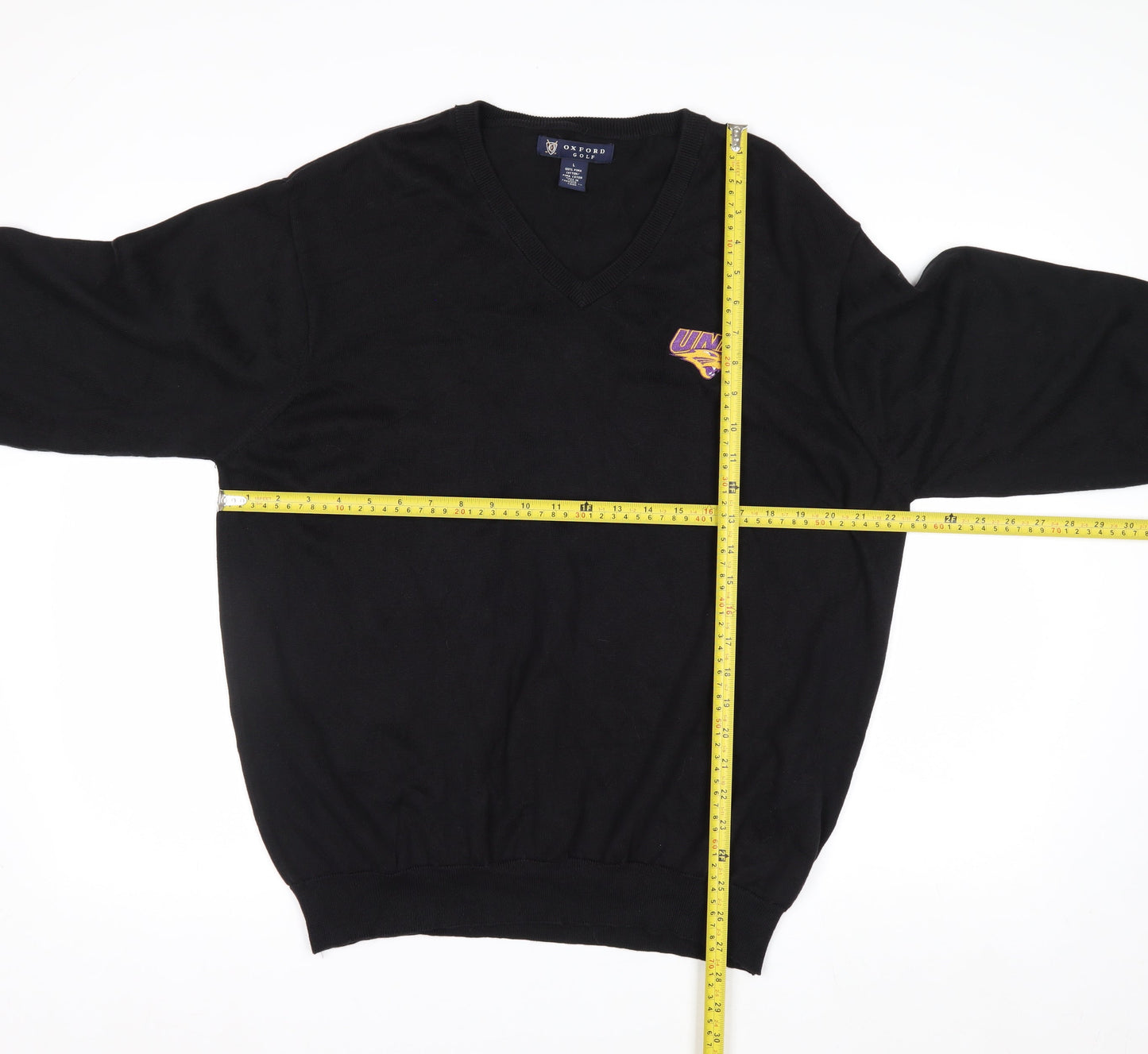 Oxford Golf Men's Black Cotton V-Neck Pullover Jumper L