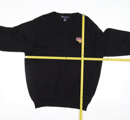 Oxford Golf Men's Black Cotton V-Neck Pullover Jumper L