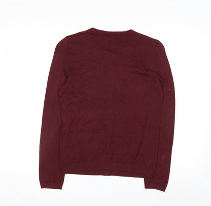 Talbots Women Red Small Cotton Cashmere Cardigan Jumper