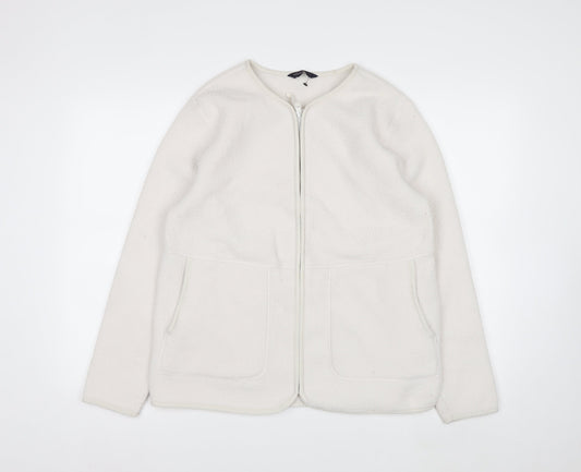 Marks and Spencer Women's White Fleece Zip Jacket Size M