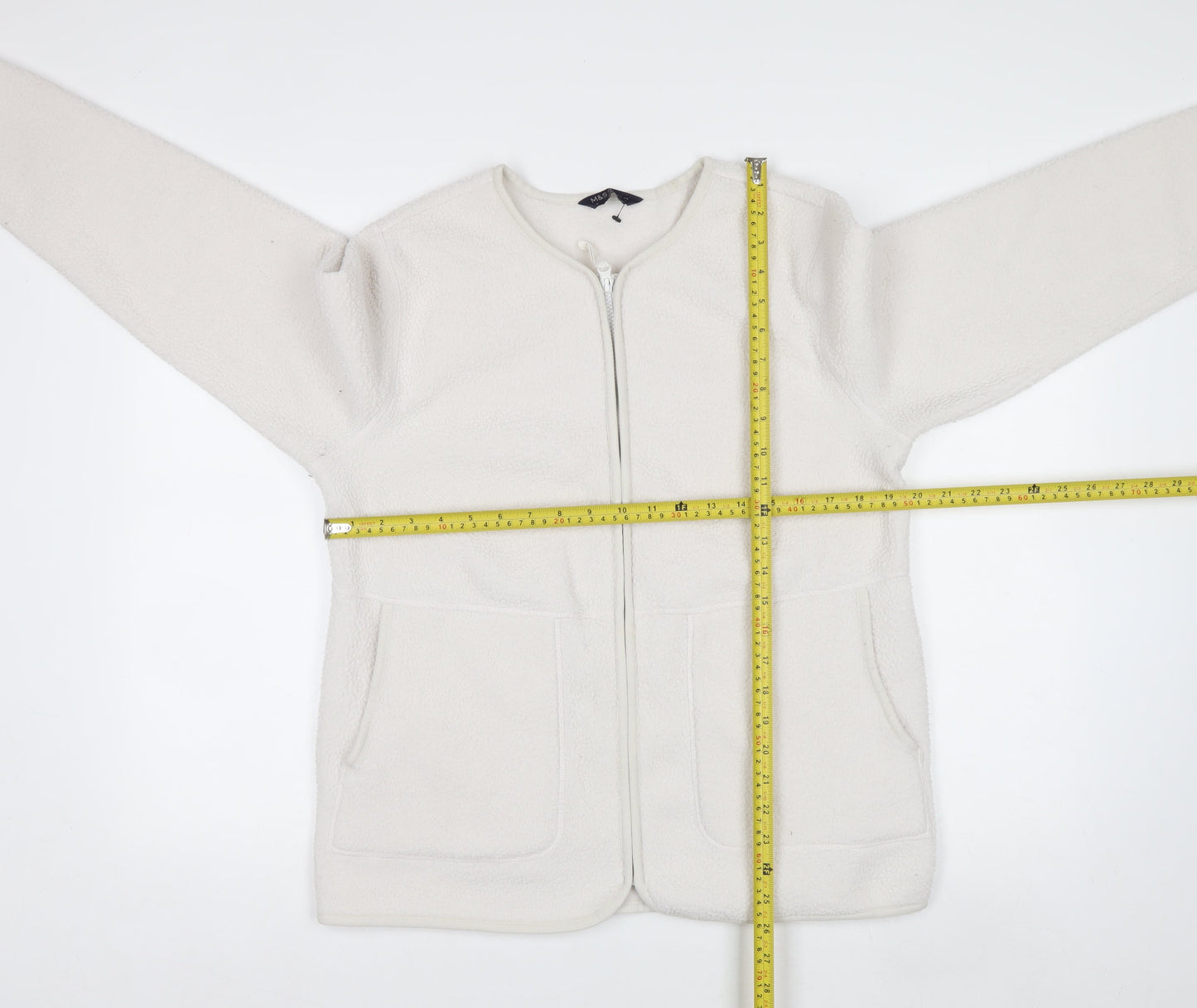 Marks and Spencer Women's White Fleece Zip Jacket Size M