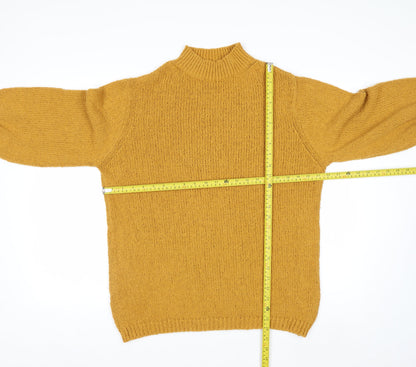 Mango Committed Women Mustard Yellow XS Knit Mock Neck Jumper