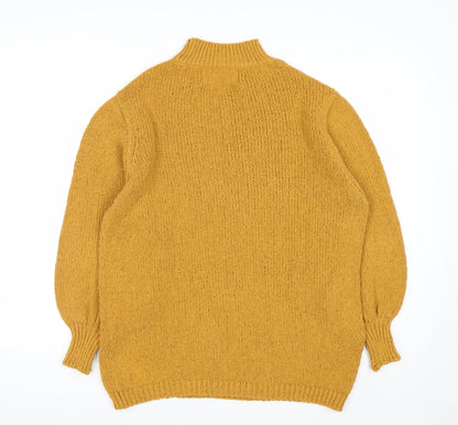 Mango Committed Women Mustard Yellow XS Knit Mock Neck Jumper
