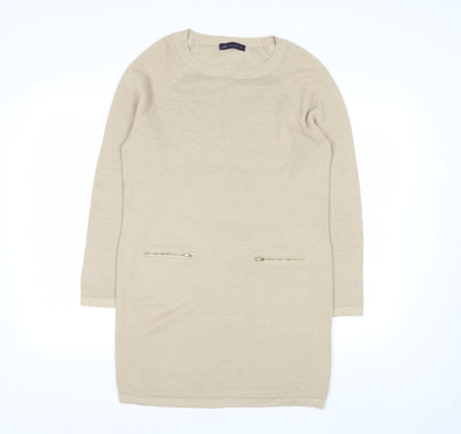 Marks and Spencer Women Beige Knit Jumper Dress Size 10