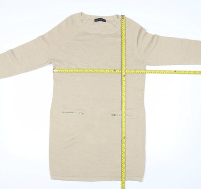 Marks and Spencer Women Beige Knit Jumper Dress Size 10