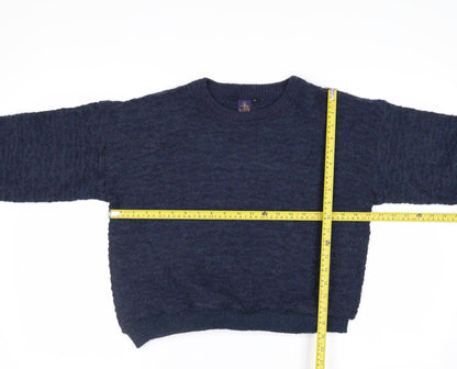 Beyond Retro Women's Blue Wool Blend Crew Neck Jumper M