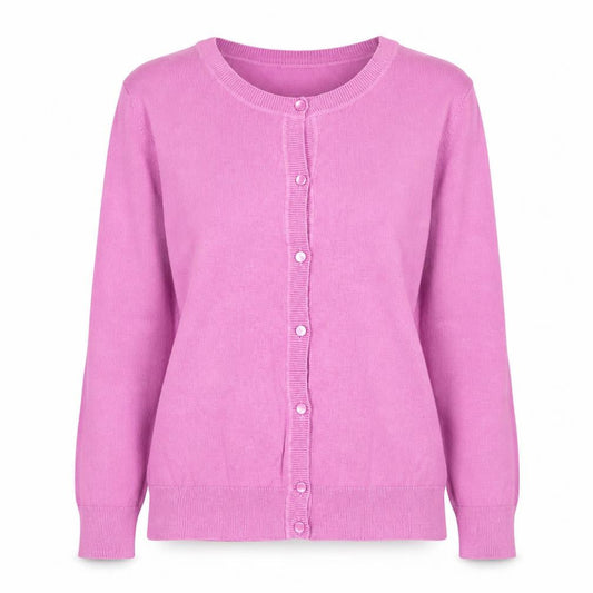 Talbots Women Pink Crew Neck Cotton Cardigan Size S