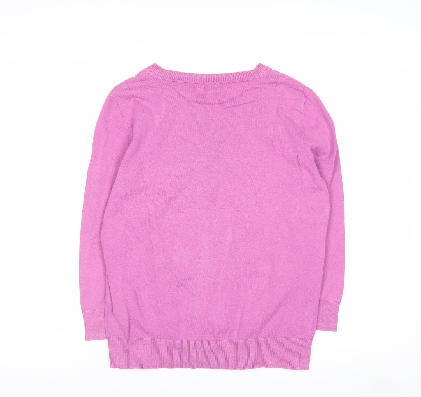 Talbots Women Pink Crew Neck Cotton Cardigan Size S