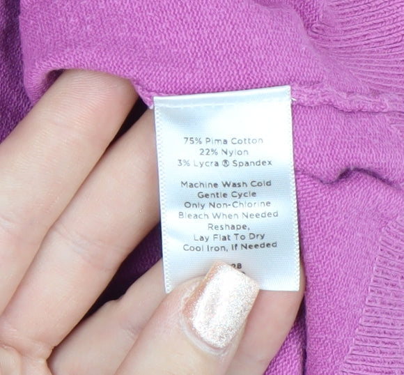 Talbots Women Pink Crew Neck Cotton Cardigan Size S