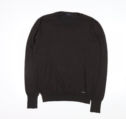 Liu Jo Mens Black Wool Blend Crew Neck Pullover Jumper 2XL