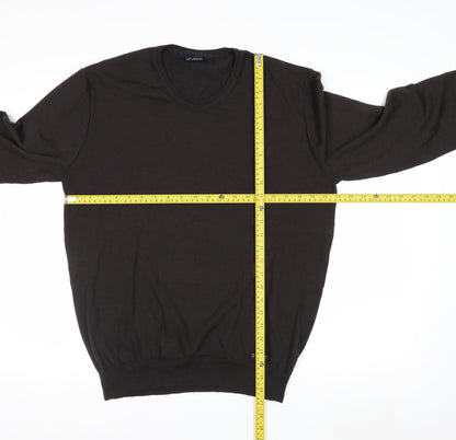 Liu Jo Mens Black Wool Blend Crew Neck Pullover Jumper 2XL