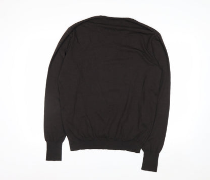 Liu Jo Mens Black Wool Blend Crew Neck Pullover Jumper 2XL