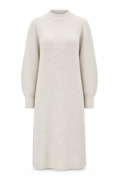 H&M Women Beige Knit Jumper Dress Size S Long Sleeve Crew Neck