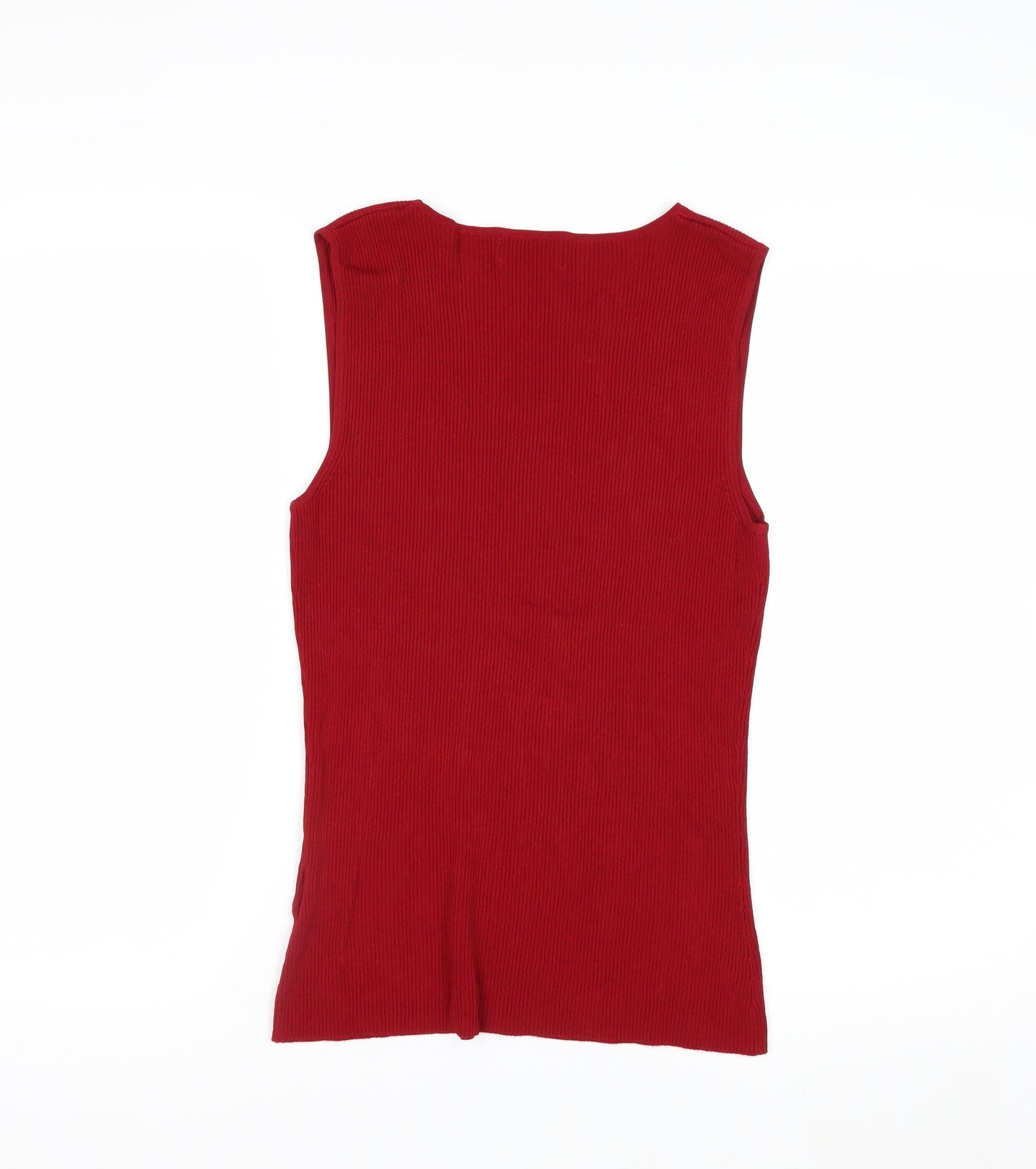 Laura Women's Red Rhinestone Scoop Neck Sleeveless Knit Vest S