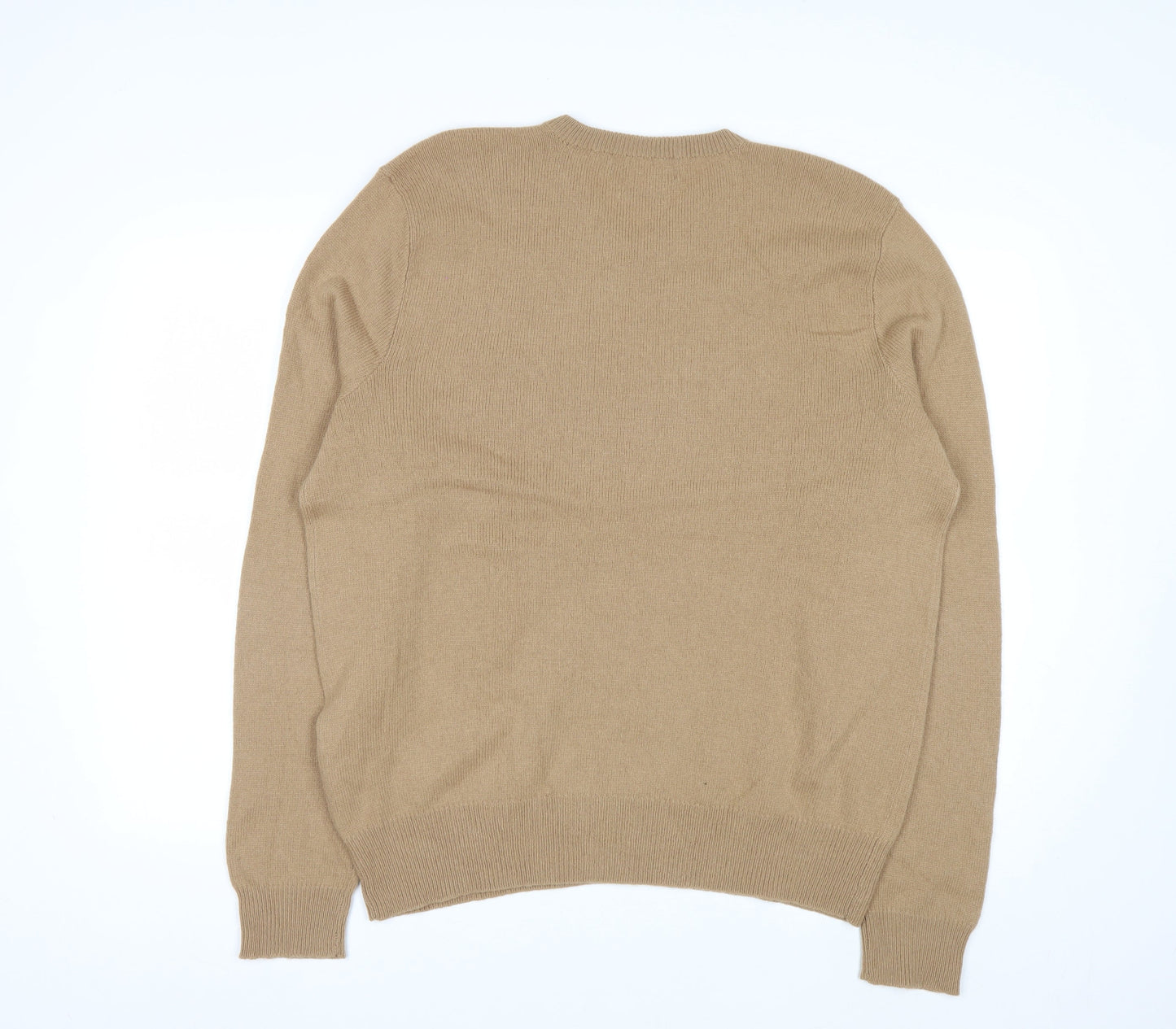Ralph Lauren Men's Beige Wool V-Neck Pullover Jumper L