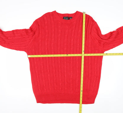 Jos. A. Bank Men's Red Cable-Knit Cotton Pullover Jumper L