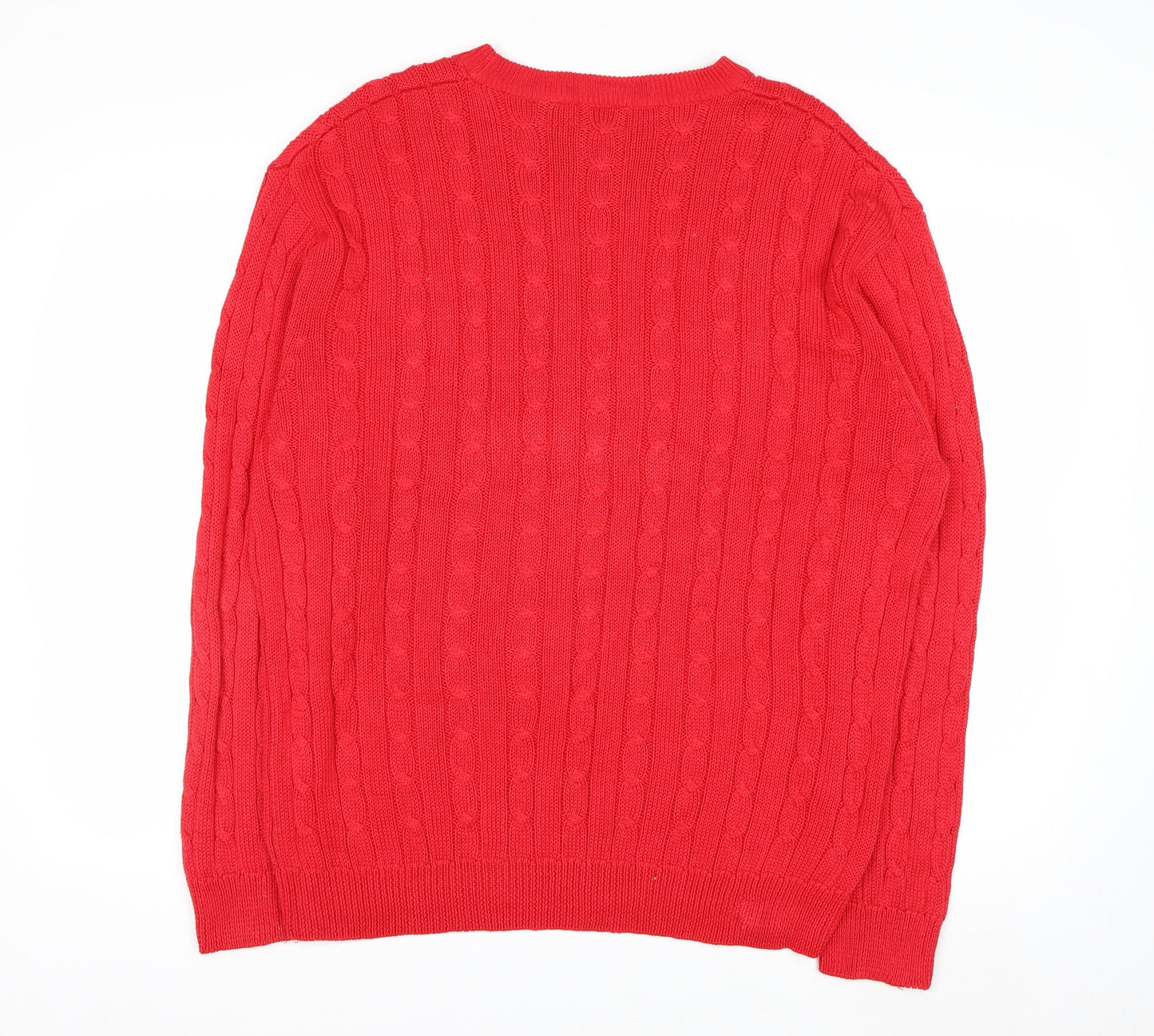 Jos. A. Bank Men's Red Cable-Knit Cotton Pullover Jumper L