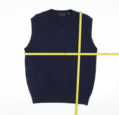 Greg Norman Men's Blue Cotton V-Neck Sleeveless Golf Vest L
