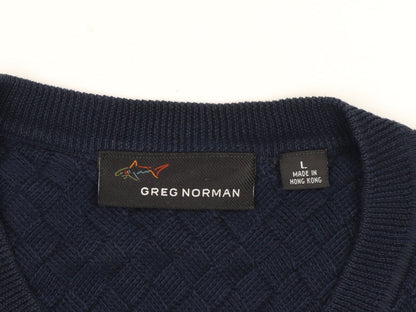 Greg Norman Men's Blue Cotton V-Neck Sleeveless Golf Vest L