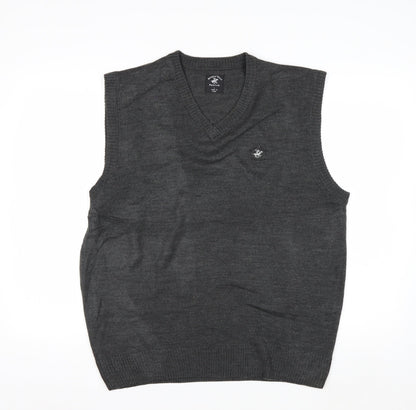 Beverly Hills Polo Club Men's Grey V-Neck Knit Vest L