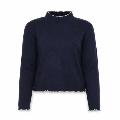Vintage Womens Blue High Neck Slim Fit Knit Jumper Medium