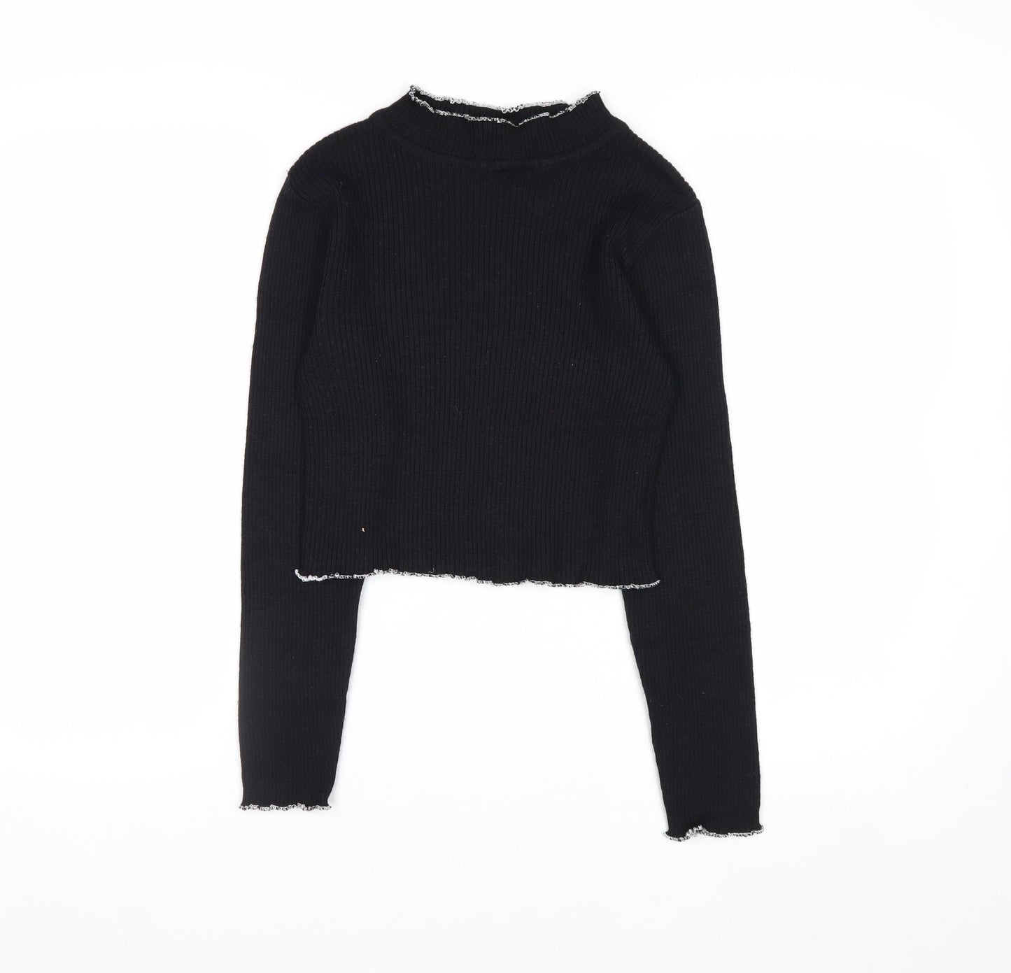 Beyond Retro Womens Black Mock Neck Slim Fit Knit Jumper Size S