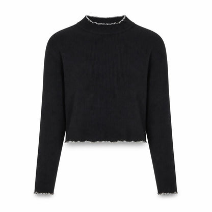 Vintage Womens Black Mock Neck Slim Fit Knit Jumper Size S