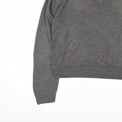 Beyond Retro Men's Grey V-Neck Knit Jumper Size M Classic Fit