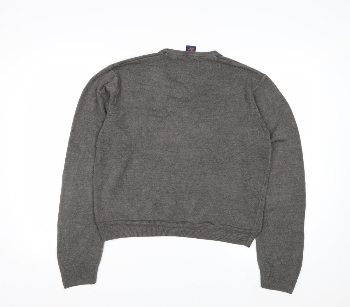 Beyond Retro Men's Grey V-Neck Knit Jumper Size M Classic Fit
