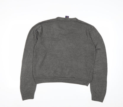 Beyond Retro Men's Grey V-Neck Knit Jumper Size M Classic Fit