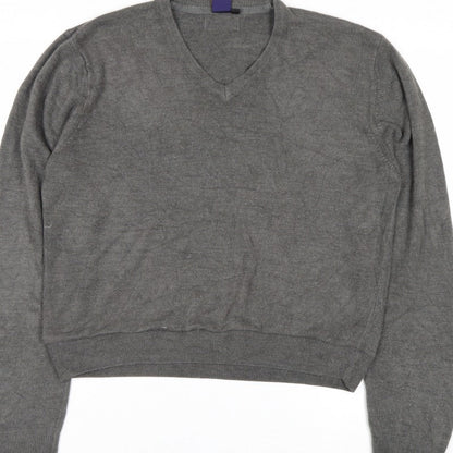Beyond Retro Men's Grey V-Neck Knit Jumper Size M Classic Fit
