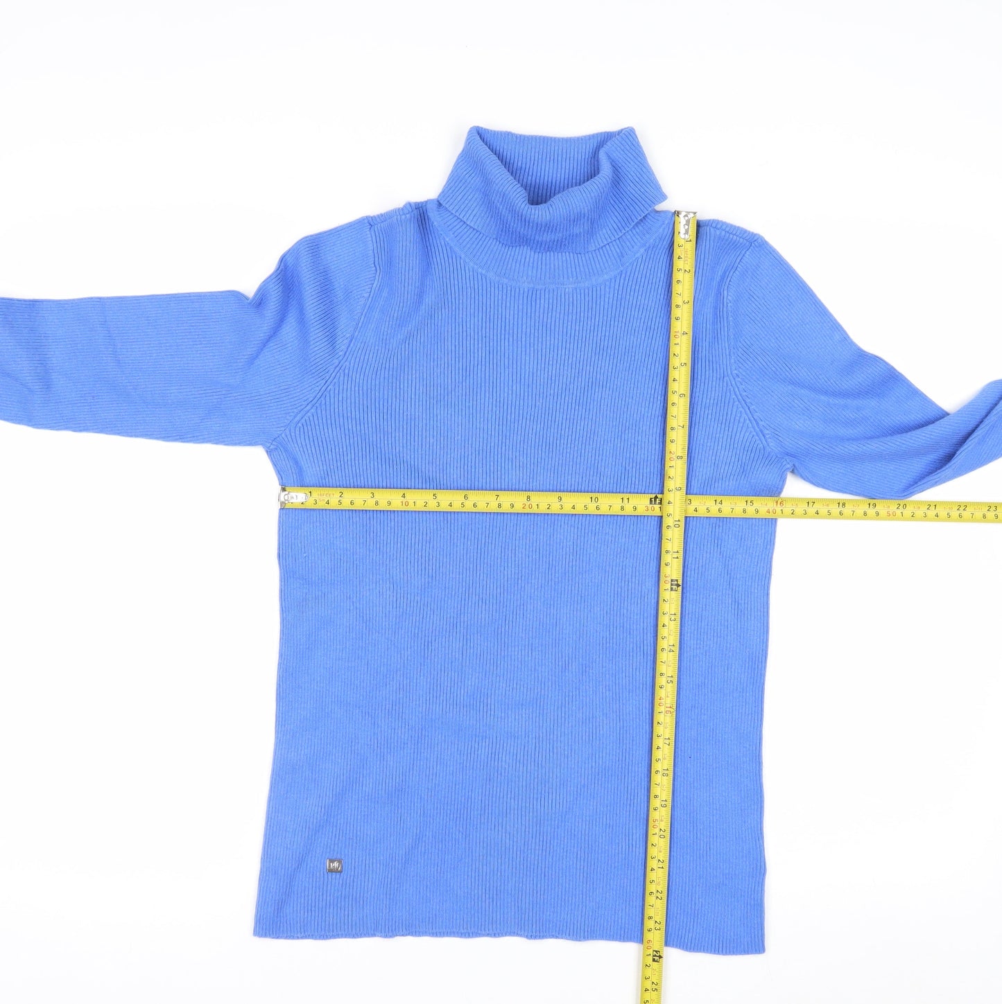 Lauren Ralph Lauren Women's Blue Roll Neck Cotton Jumper L