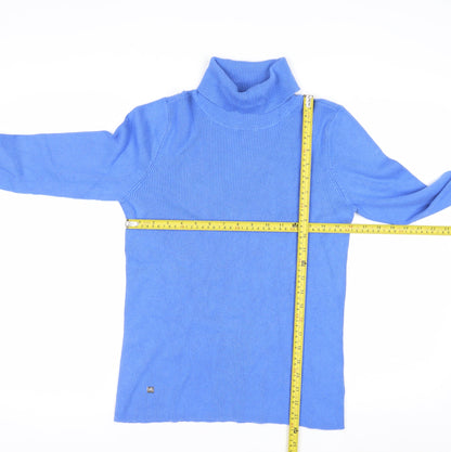 Lauren Ralph Lauren Women's Blue Roll Neck Cotton Jumper L