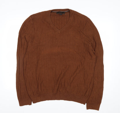 Jos. A. Bank Reserve Men’s Brown XL V-Neck Cotton Silk Jumper