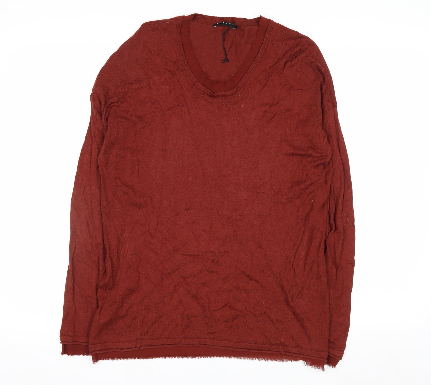 Sisley Women's Brown V-Neck Knit Pullover Jumper XS