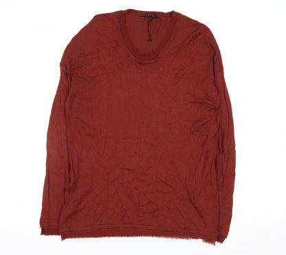 Sisley Women's Brown V-Neck Knit Pullover Jumper XS