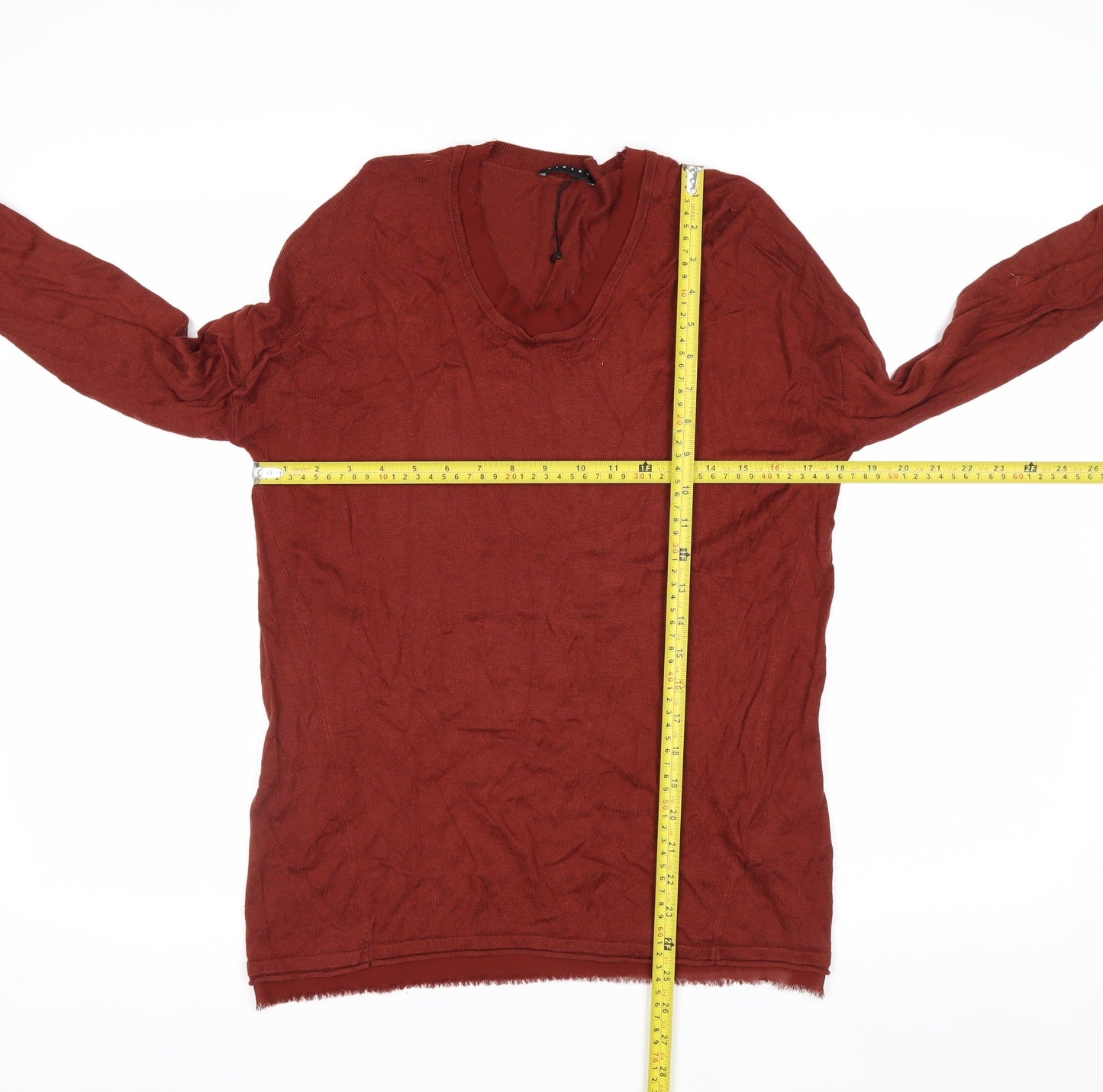 Sisley Women's Brown V-Neck Knit Pullover Jumper XS