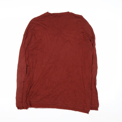 Sisley Women's Brown V-Neck Knit Pullover Jumper XS