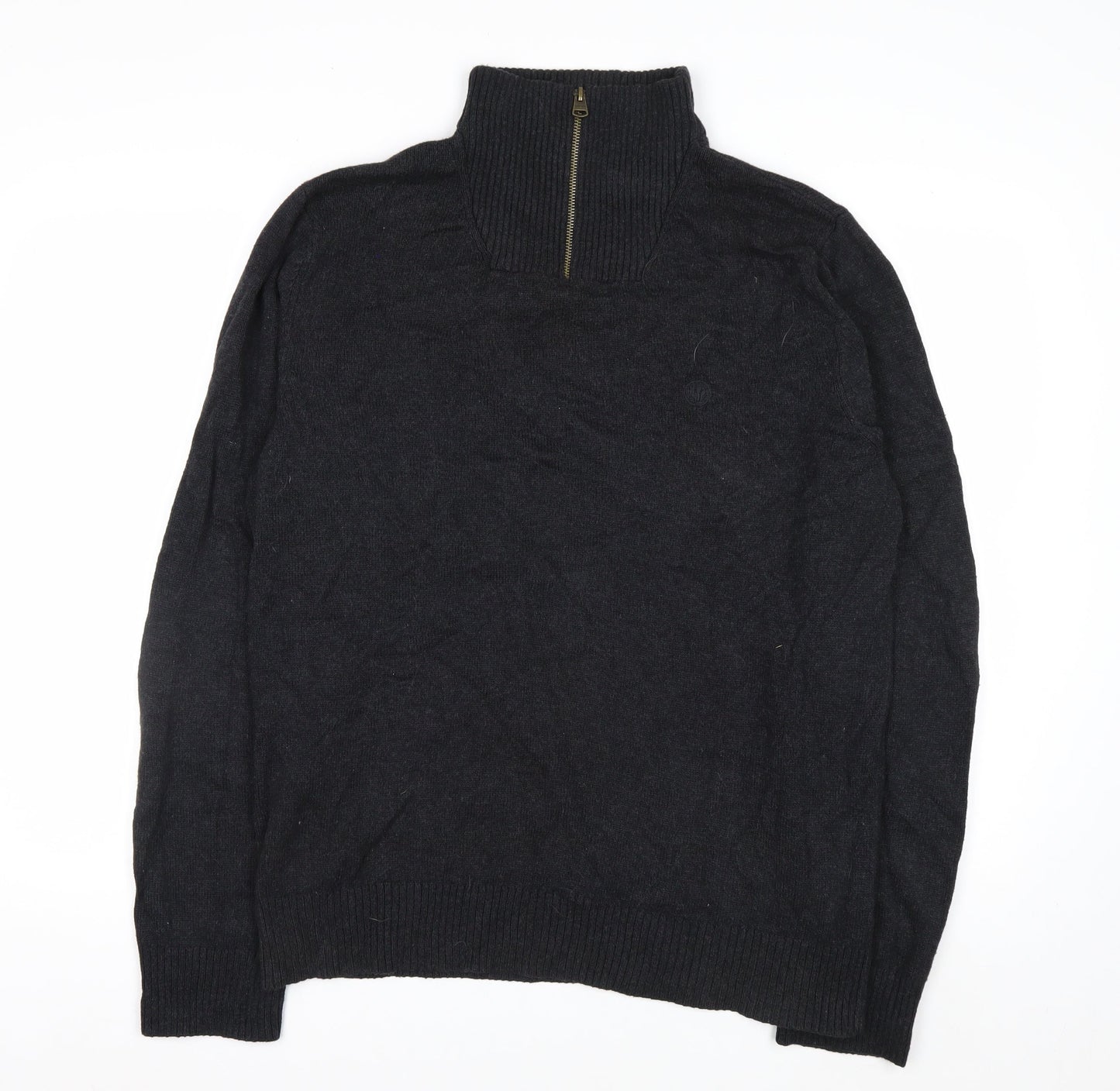 Fat Face Men’s Grey 1/2 Zip Cotton Cashmere Jumper L