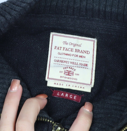 Fat Face Men’s Grey 1/2 Zip Cotton Cashmere Jumper L