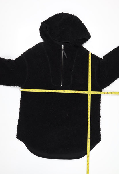 H&M Women’s Black Fleece 1/4 Zip Hooded Pullover Jumper Size 12