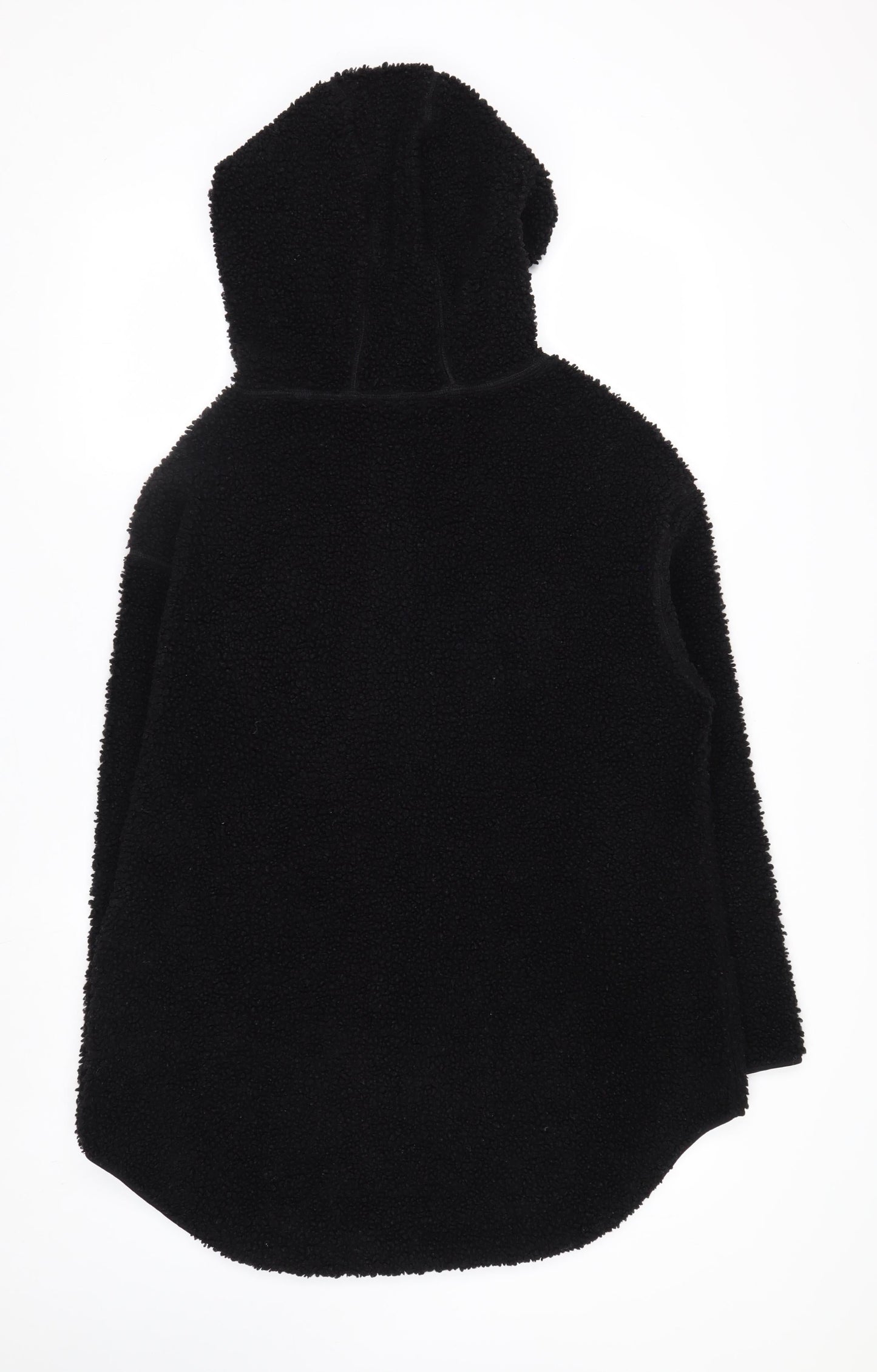 H&M Women’s Black Fleece 1/4 Zip Hooded Pullover Jumper Size 12